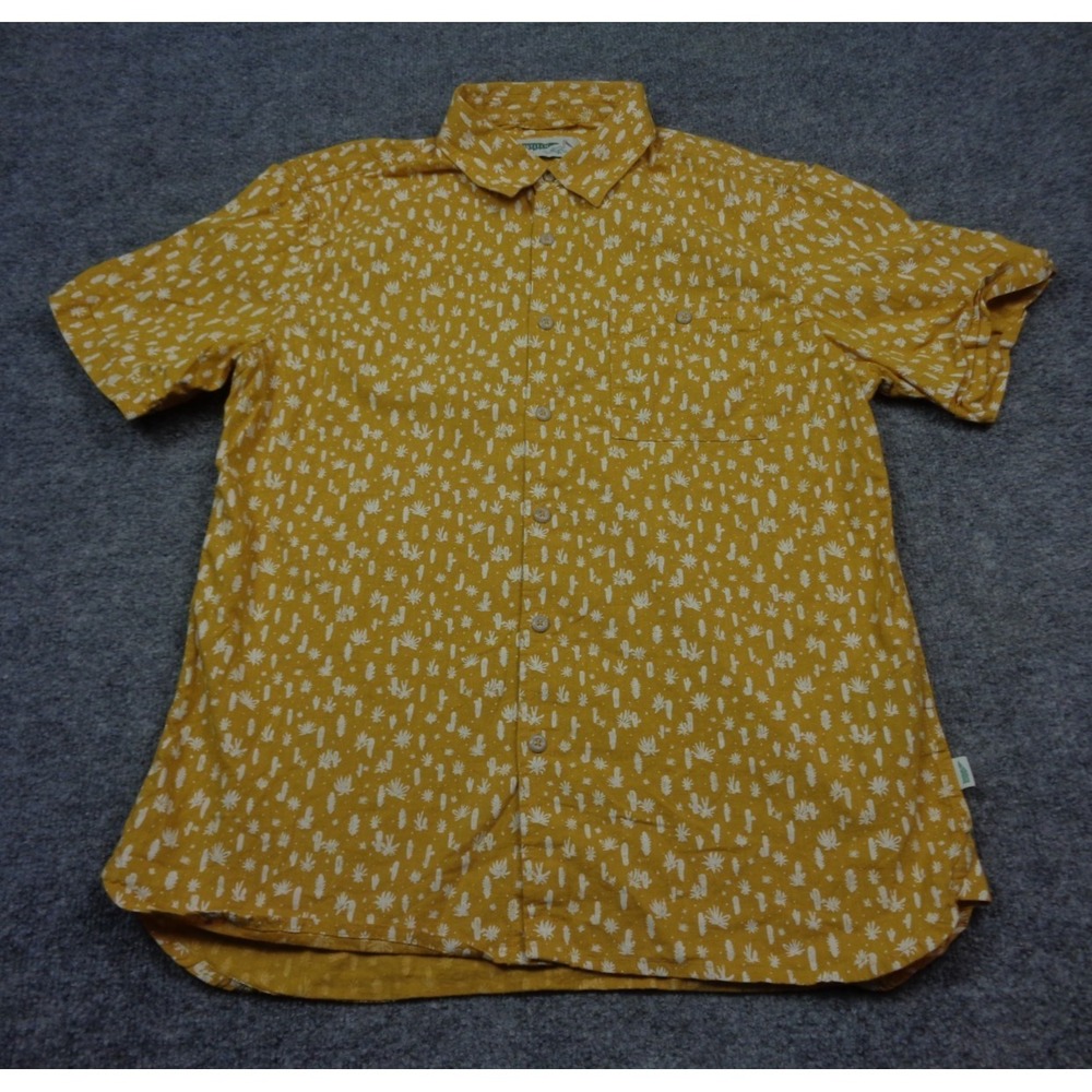 Wellen Huckberry Shirt Mens S Yellow Easy Collar Short Sleeve Western